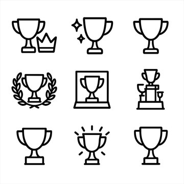 Symbol vector trophy shining case sparkling tournament icon golden cup icons prize