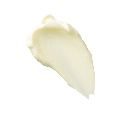 Creamy cosmetic smear of vitamin C face cream, serum or body cream butter isolated on transparent background. Skincare texture and moisturizing beauty product sample for design.