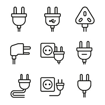 Minimalist cable vector power fused long shape beside icon modern plug