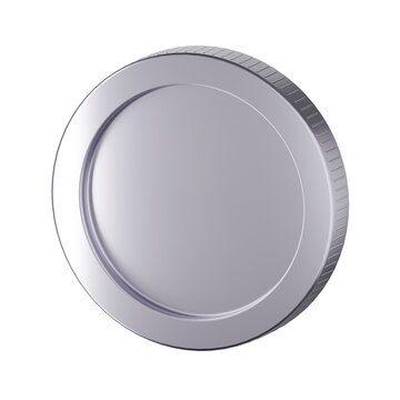 Silver coin with detailed metallic surface and decorative edge, isolated 3D render. Shiny metal token for finance, money, currency, banking, investment, reward, game concepts. 