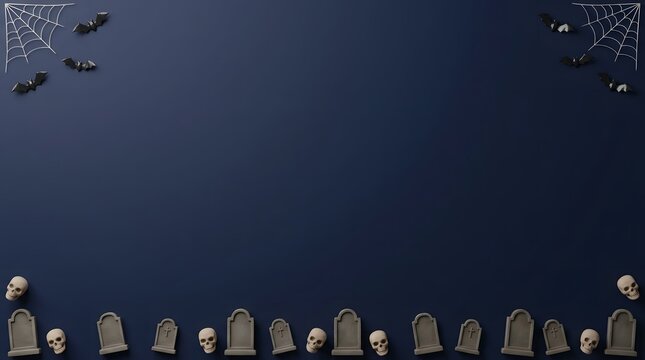 Halloween ghost figures in silhouette flying over dark night sky with full moon backdrop.