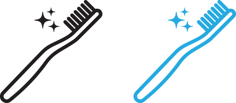 Toothbrush vector icon line art, dental care symbol outline design