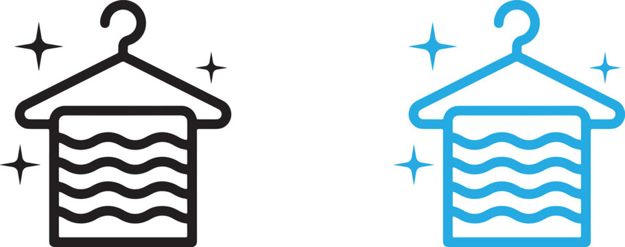 Clean towel on a hanger icon vector set
