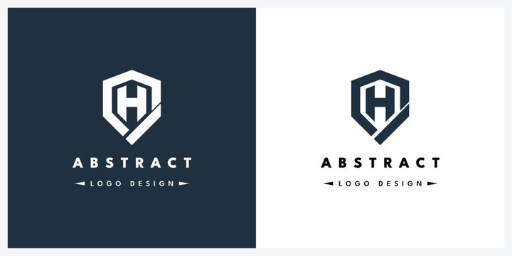 Letter H shield logo design, modern geometric emblem for corporate branding identity.