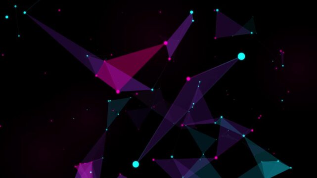Futuristic Digital Polygon Connection with Glowing Pink and Blue Nodes