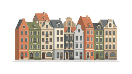 Fototapeta premium Row of colorful historic European townhouses with pitched roofs and windows