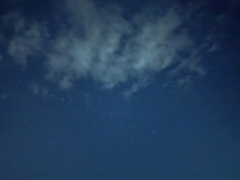 Clouds And Stars Across Blue Perseid Night Sky