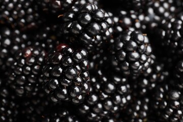 Heap of ripe tasty blackberries as background, closeup © New Africa