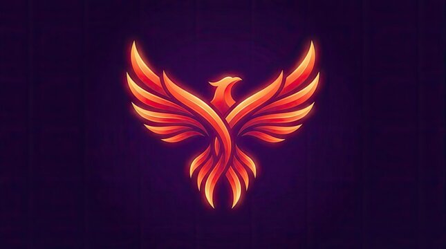 Glowing red phoenix bird logo mascot.
