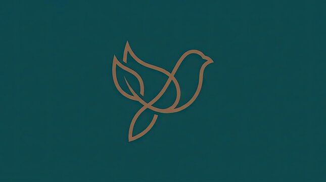 Minimalist gold line art bird with leaf wing logo.
