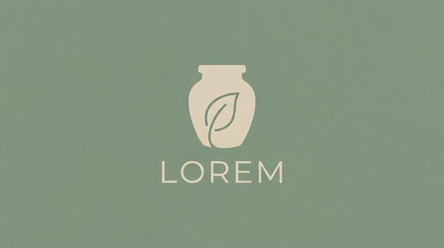 Minimalist jar and leaf logo for organic lorem brand