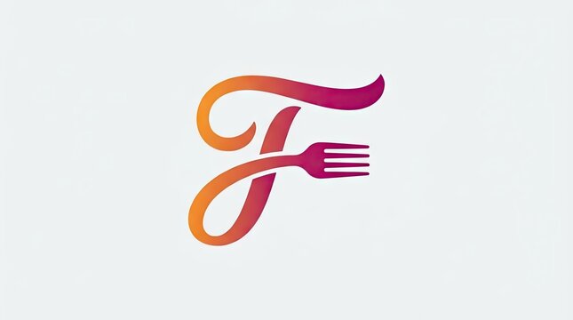 Script letter F merged with dining fork icon