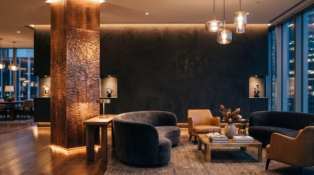 Luxury Modern Lounge Interior in Upscale Hotel