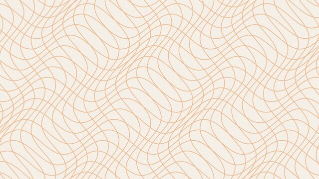 Peach abstract wavy contour line pattern with flowing organic swirl motifs on cream ivory background for wallpaper and textile design