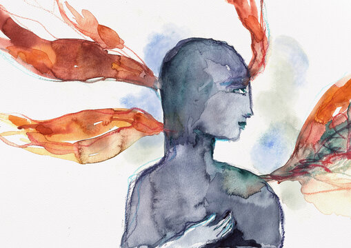Descent of the Holy Spirit, Symbolic Christian Scene &ndash; Hand-Painted Watercolor