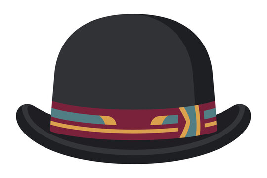 Black bowler hat with decorative band during festive celebrations vector silhouette