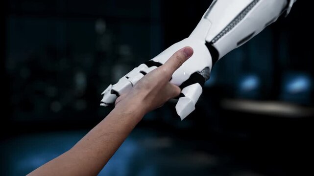 A hand extends towards a collection of digital icons representing various aspects of automation technology, symbolizing innovation and efficiency in business development. Synapse