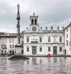 Fototapeta premium Piazza Giacomo Matteotti after the rain. Udine, Friuli, Italy.