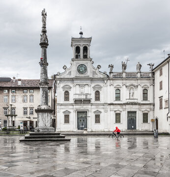 Piazza Giacomo Matteotti after the rain. Udine, Friuli, Italy.