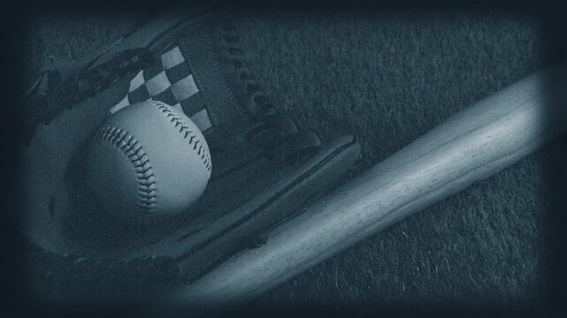 Baseball Glove And Bat Vintage 16mm