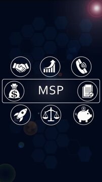 Msp business strategy infographic animation with financial and growth symbols for corporate presentations
