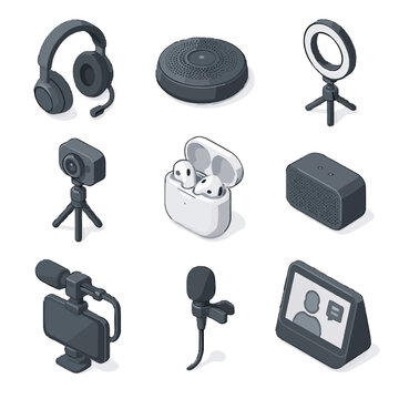 Gear mini speaker vector mobile smart video display communication webcam earbuds icon