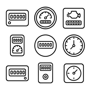Icons time vector icon counter box dial meter hour analog electronic