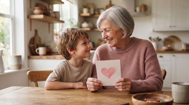 Grandmother and grandson sharing a heartfelt moment at home