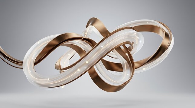 Modern LED chandelier with bronze finish and glowing light loops on grey background