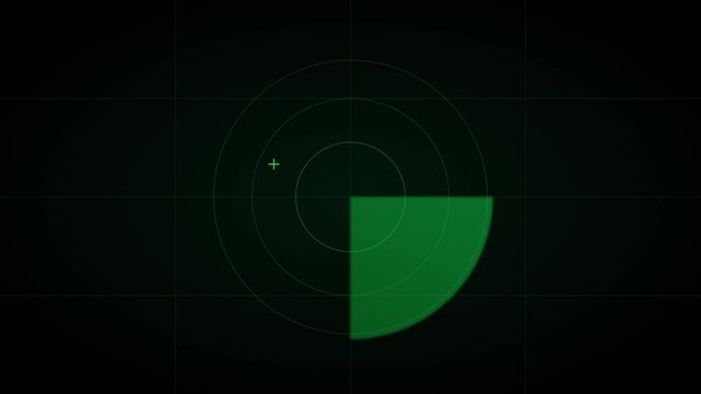 Radar screen interface detecting moving signals on digital dark display for military navigation surveillance video clip