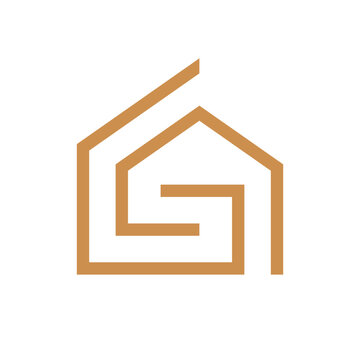 Letter G house minimalist line logo design