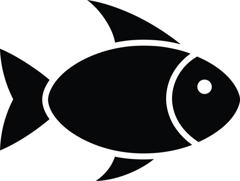 Silhouette of a simple fish design for marine life icons vector