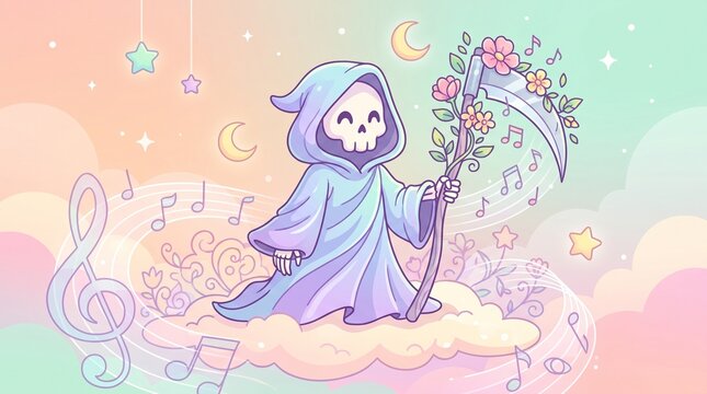 Grim reaper holding scythe