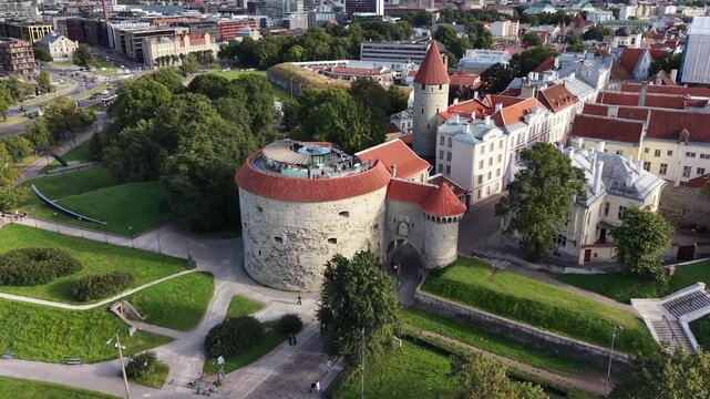 Aerial view of Fat Margaret Tower (Paks Margareeta) in Tallinn, Estonia