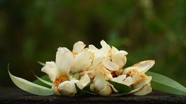 Ironwood, Indian rose chestnut or Mesua ferrea flowers on natural background.