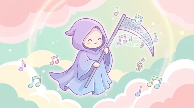 Grim reaper holding scythe illusion