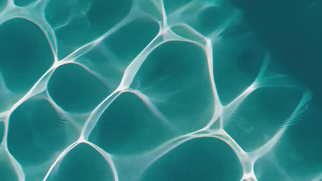 Summer hot vibe lifestyle. A closeup of waters surface reveals intricate ripples and patterns. The water is a deep teal color, and the ripples are a lighter shade of teal.