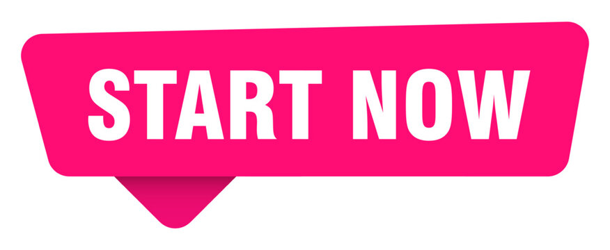 start now magenta sticker isolated on transpatent background. start now sign
