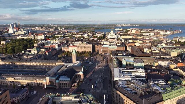 Bird's-eye view of Helsinki city center skyline, Finland