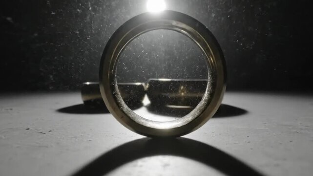 Dramatic shot of gold wedding rings with water droplets illuminated against a dark background