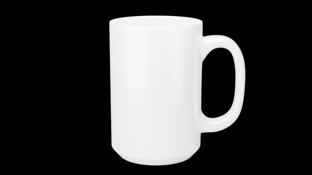 15 oz White Rotating Mug Video Mockup on Transparent Background