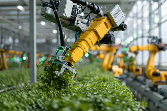 Robotic Arm Harvesting Plants in Automated Greenhouse