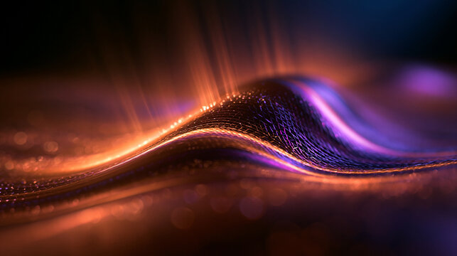 Abstract Glowing Futuristic Digital Wave with Light Beams