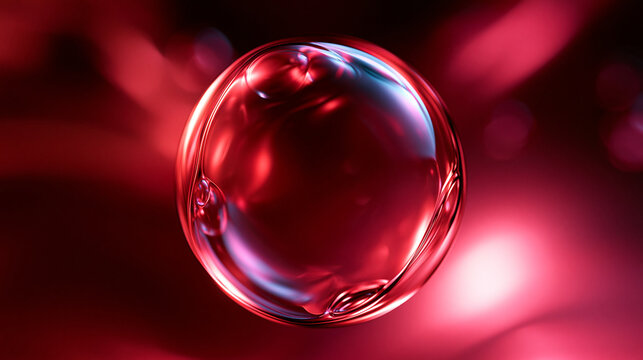 Abstract Glowing Red Liquid Sphere and Energy Droplet
