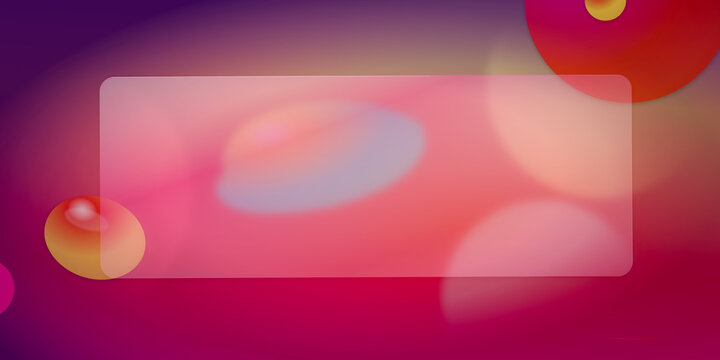 Frosted glass rectangle background with abstract circles and gradient