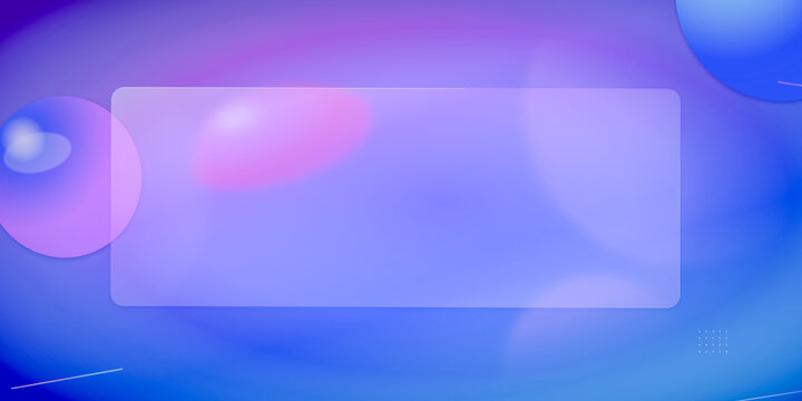 Frosted glass rectangle panel with abstract blue and purple sphere shapes