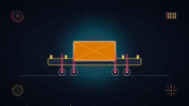 abstract blue background of Heavy Cargo Train Axle Kinetic Force Diagram