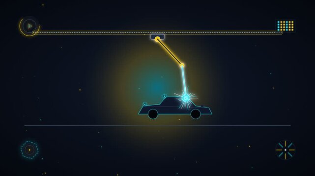 Vector Animation of Industrial Robotic Arm Car Chassis Welder