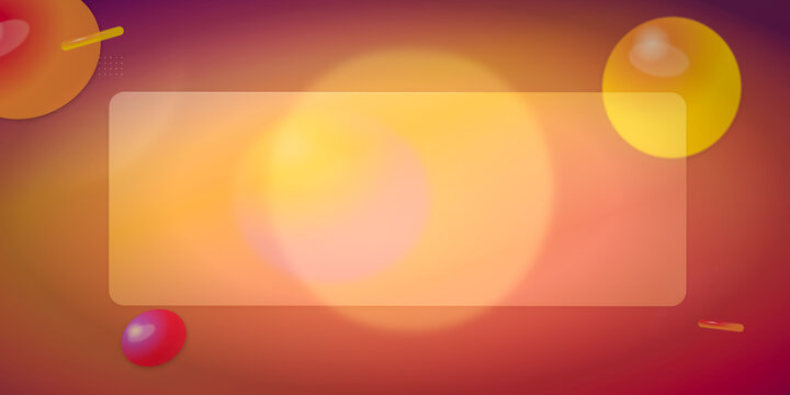 Glassmorphism card background with floating 3d spheres and warm gradient