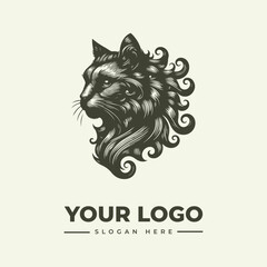 Obraz premium Elegant stylized cat head illustration for a professional brand logo design.